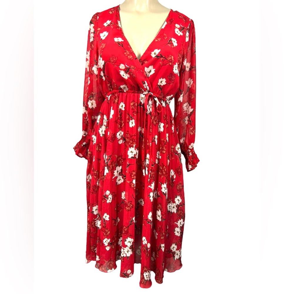 INDIGO ROSE  Red Floral Wrap Dress Size PM